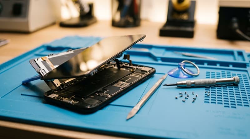 Technik Pickup Servis při opravě telefonu